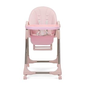 Convertible High Chair on Wheels with Removable Tray, Height and Angle Adjustment for Baby And Toddler, Pink