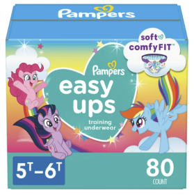 Pampers Easy Ups Training Underwear Girls, Size 7 5T-6T, 80 Count