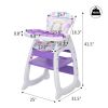 Convertible High Chair for Babies, Booster Seat with Safety Belt Feeding Tray, Toddler Chair and Table Set, Purple and White