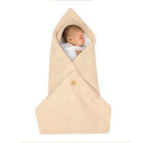 Multi-Purpose Stroller Thick Knitted Stroller Button Sleeping Bag Blanket (Option: Beige-80x80cm)