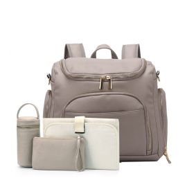 Pu Multifunctional New Mommy Backpack (Color: grey)