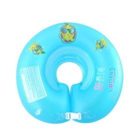 Baby Swimming Ring Neck Newborn Baby Inflatable Neck Ring Plum Blossom (Option: Blue-M)