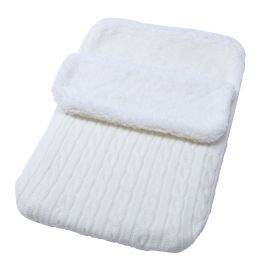 Baby Fleece-lined Sleeping Thickened Knitting Warm Sleeping Wool Stroller Sleeping Bag (Option: White-68X38)