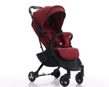 Sitting And Lying Easy One-click Folding Baby Stroller (Option: Rose Red)