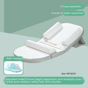 Babies' Milk Spilt Prevent Ramp Mat Anti-overflow And Choking Milk Newborn Spine Care Bed (Option: Milky White-Ramp Mat Anti Mosquito Net)