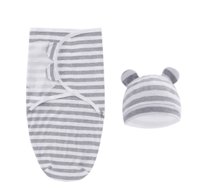 Newborn Swaddling Quilt Leisure Comfort Gro-bag Anti-startle Gro-bag  Swaddle Spring And Autumn Baby Supplies (Option: Gray stripe-75×60cm)