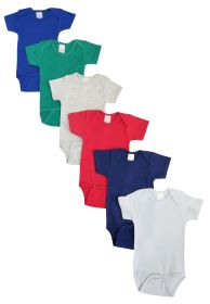 Unisex Baby 6 Pc Onezies (Color: Blue/Green/Grey/Red/Navy, size: small)