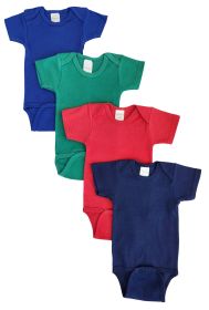 Unisex Baby 4 Pc Onezies (Color: Blue/Green/Red/Navy, size: small)