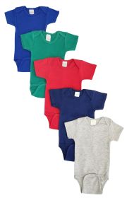 Unisex Baby 5 Pc Onezies (Color: Blue/Green/Red/Navy/Grey, size: small)