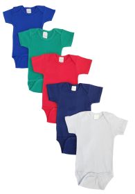 Unisex Baby 5 Pc Onezies (Color: Blue/Green/Red/Navy, size: small)