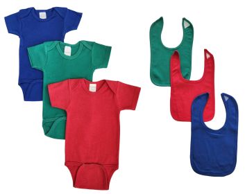 Unisex Baby 6 Pc Onezies (Color: Blue/Green/Red, size: small)