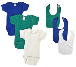 Unisex Baby 6 Pc Onezies (Color: Blue/Green, size: small)