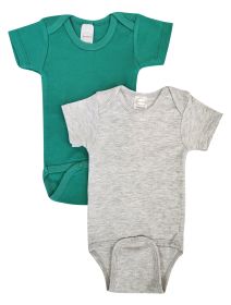 Unisex Baby 2 Pc Onezies (Color: Green/Grey, size: small)