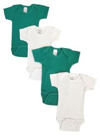 Unisex Baby 4 Pc Onezies (Color: Green/Green/, size: small)