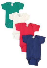 Unisex Baby 4 Pc Onezies (Color: Green/Red/Navy, size: small)