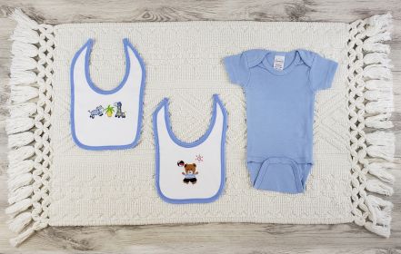 3 Pc Layette Baby Clothes Set (Color: Blue, size: small)