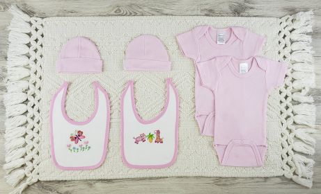 6 Pc Layette Baby Clothes Set (Color: Pink, size: medium)