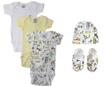 Unisex Baby 5 Pc Bodysuits (Color: White, size: small)