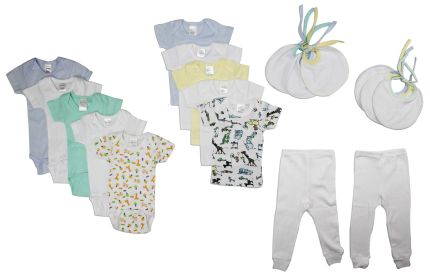 Baby Boy 18 Pc Layette Sets (Color: White/Blue, size: small)