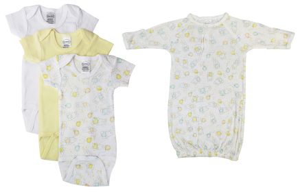 Unisex Baby 4 Pc Layette Sets (Color: White, size: medium)