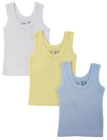 Boys Pastel Tank Top 3 Pack (Color: Blue/Yellow/White, size: medium)