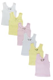 Girls Six Pack Pastel Tank Top (Color: Pink/Yellow/White, size: medium)