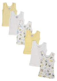 Unisex Baby 6 Pc Tank Tops (Color: White, size: small)