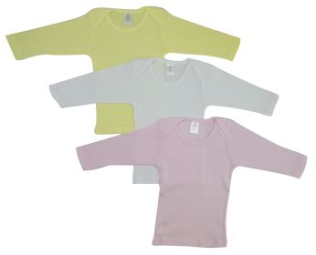 Girls Pastel Variety Long Sleeve Lap T-shirts (Color: Pink/Yellow/White, size: medium)