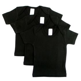 Black Short Sleeve Lap Shirt (Pack of 3) (Color: Black, size: 45446)