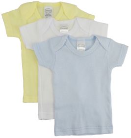 Boys Pastel Variety Short Sleeve Lap T-shirts - 3 Pack (Color: Blue/Yellow/White, size: small)