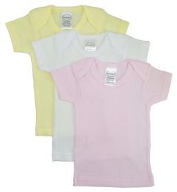 Girls Pastel Variety Short Sleeve Lap T-shirts - 3 Pack (Color: Pink/Yellow/White, size: small)