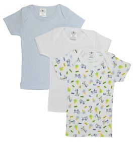 Printed Boys Short Sleeve Variety Pack (Color: White/Blue/Print, size: large)