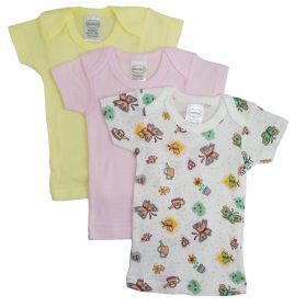 Girls Printed Short Sleeve Variety Pack (Color: PinkWhite/Print, size: small)