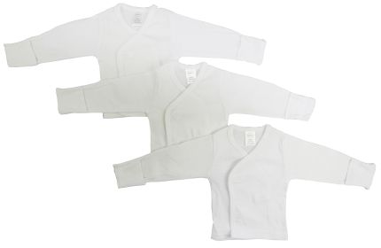 Long Sleeve Side Snap With Mittens - 3 Pack (Color: White, size: small)