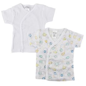 Infant Side Snap Short Sleeve Shirt - 2 Pack (Color: White, size: small)