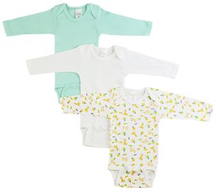 Boys Longsleeve Printed Onezie Variety Pack (Color: White/Aqua/Print, size: small)