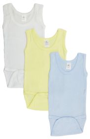 Boys Tank Top Onezies (Pack of 3) (Color: Blue/Yellow/White, size: medium)