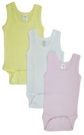 Girls Tank Top Onezies (Pack of 3) (Color: Pink/Yellow/White, size: small)