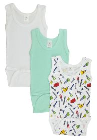 Boys Printed Tank Top (Color: White/Aqua/Print, size: large)