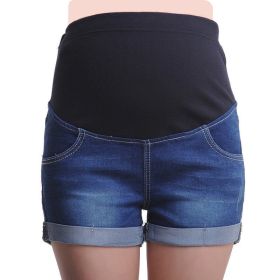 Maternity Denim Shorts (Option: Blue-XL)