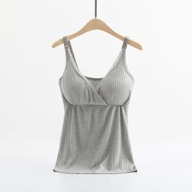 Breast feeding vest with cross elastic bra (Option: Grey-XL)