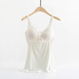 Breast feeding vest with cross elastic bra (Option: White-3XL)