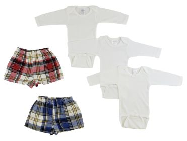 Infant Long Sleeve Onezies and Boxer Shorts (Color: White/Yellow, size: small)