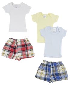 Infant Boys T-Shirts and Boxer Shorts (Color: White/Blue, size: small)