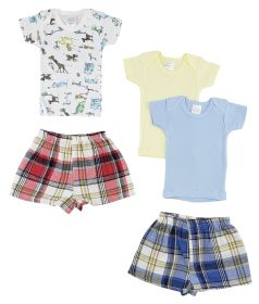 Infant Girls T-Shirts and Boxer Shorts (Color: White/Blue, size: small)