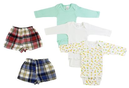 Infant Boys Long Sleeve Onezies and Boxer Shorts (Color: White/Yellow, size: small)