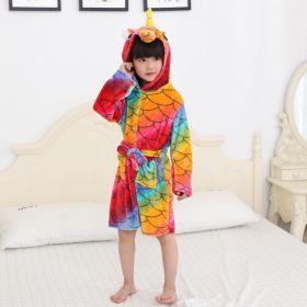 Tenma Bathrobe Flannel New Children's Home Clothes Nightgown (Option: Red fish scale tenma-110)