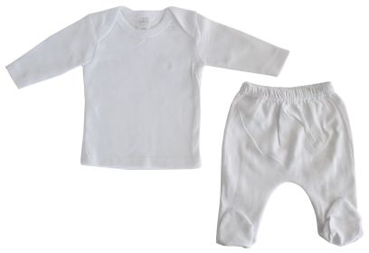 White Interlock Long Two Piece Set (Color: White, size: medium)