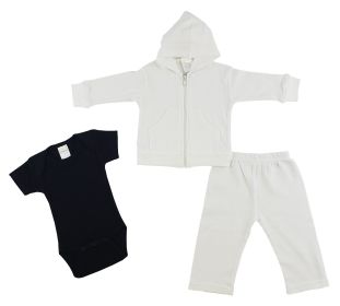 Infant Sweatshirt, Onezie and Pants - 3 pc Set (Color: Black/White, size: small)