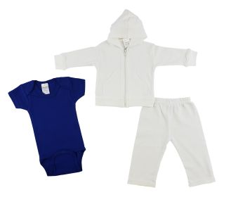 Infant Sweatshirt, Onezie and Pants - 3 pc Set (Color: Blue/White, size: small)